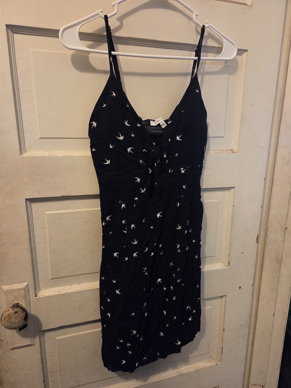 Purple Snow Black Mini Dress with White Bird Print